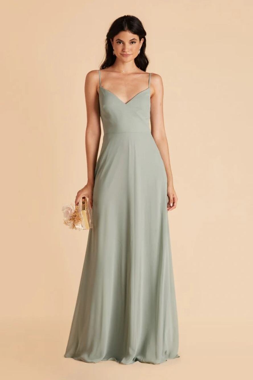 1201 NWT Birdy Grey Devin Crepe Convertible Bridesmaid Dress Sage Size Medium